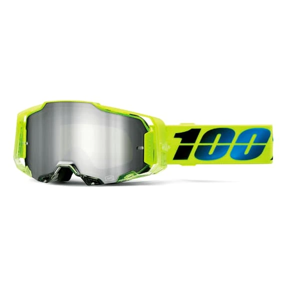 Masque 100 % Armega Jaune Fluo Avec Verre Réfléchissant Argent 1 Masque 100 % Armega Jaune Fluo Avec Verre Réfléchissant Argent