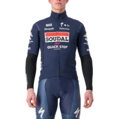 Castelli Maillot Soudal Quick-Step 2023 Gabba RoS 2 Rosso Corsa Manche Courte Bleu Foncé